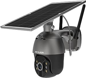 SOLIOM S600 3G/4G LTE outdoor solar cellular security camera wireless, translation tilt 360Â° perspective spotlight, 1080p night vision, two-way call, PIR motion sensor, no WiFi, US version